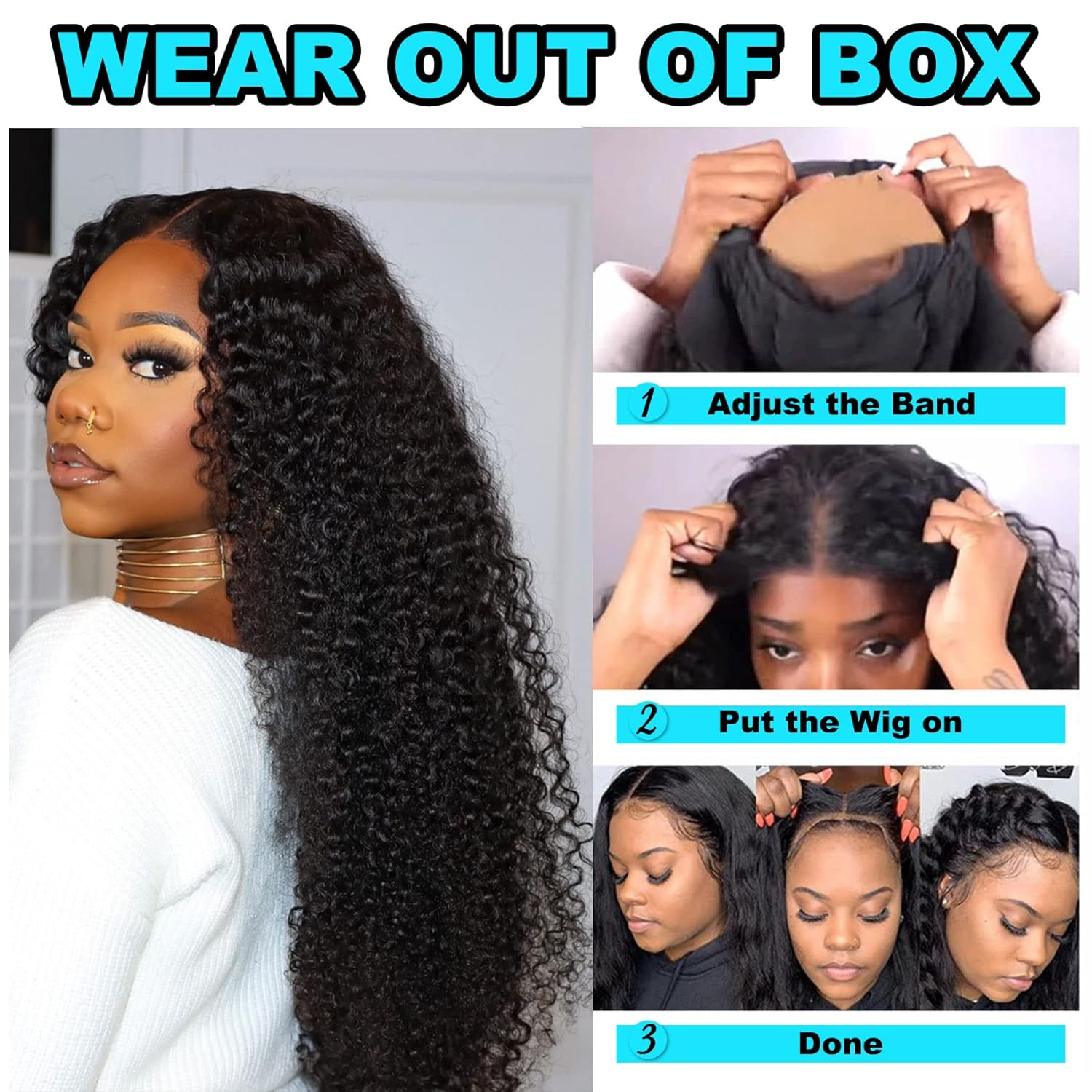 Water Wave 4x4 Closure Lace Wig Pre Cut Lace - 图片 2