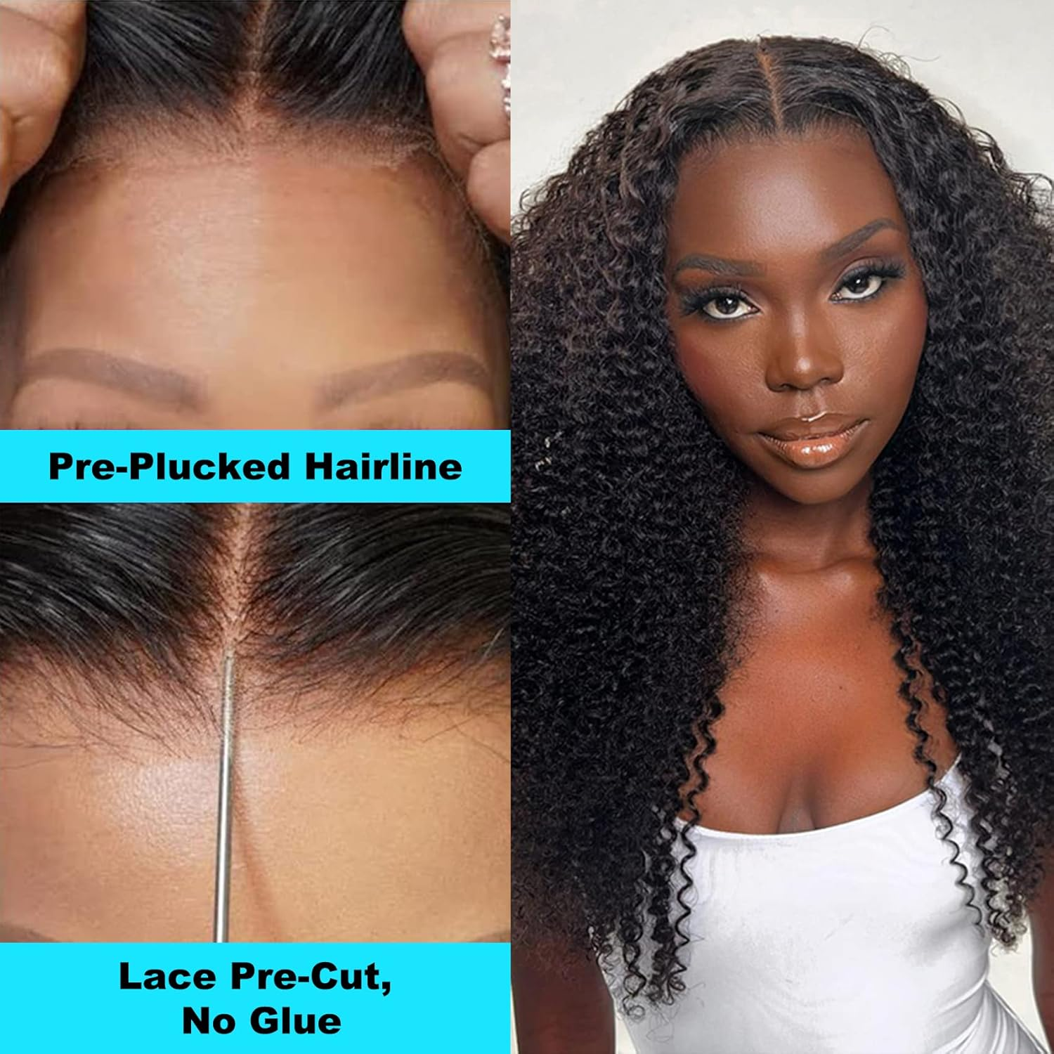 Water Wave 4x4 Closure Lace Wig Pre Cut Lace - 图片 4