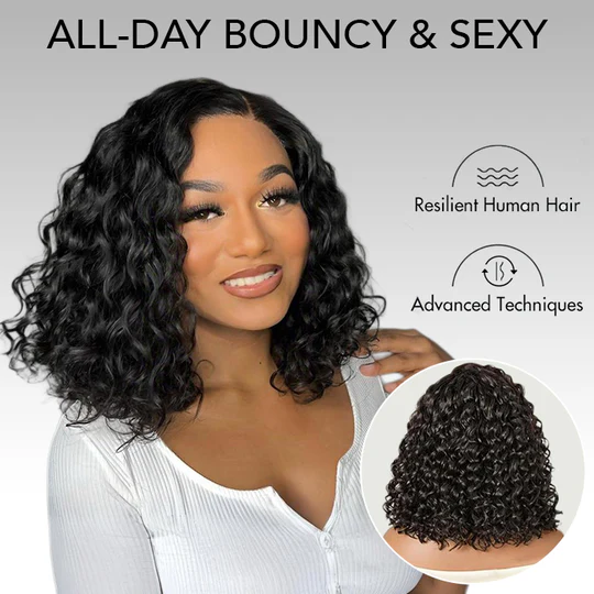 Water Wave Bob 13x4 Lace Front Wig Pre-Cut Lace - 图片 7