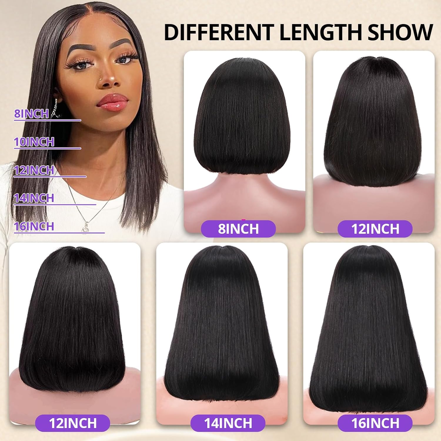 Straight 13*4 Lace Frontal Wigs Human Hair - 图片 5